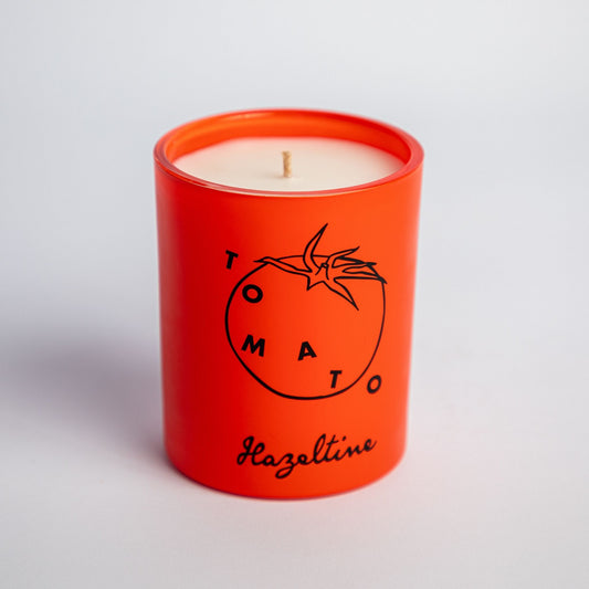 tomato scented candle in red jar